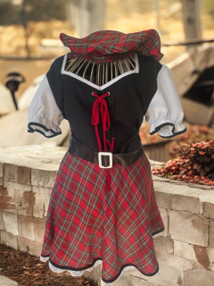 karnevalový kostým šaty ++ baret selka, scotský styl vel. 38