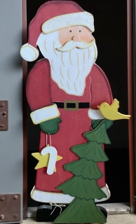 dřevěná vánoční dekorace SANTA, DĚDA MRÁZ